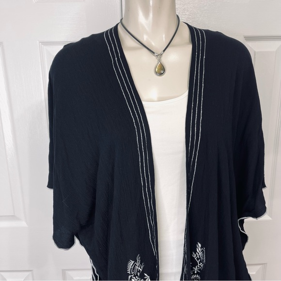 JACKET black LAYERING PIECE floral DRESSY embellished stitching BLACK one size - Picture 3 of 7